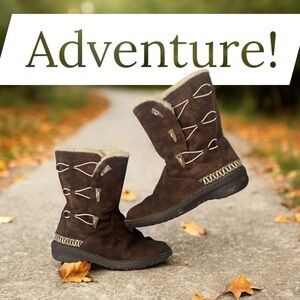 UGG Brown Ankle Boots with Cream Accents